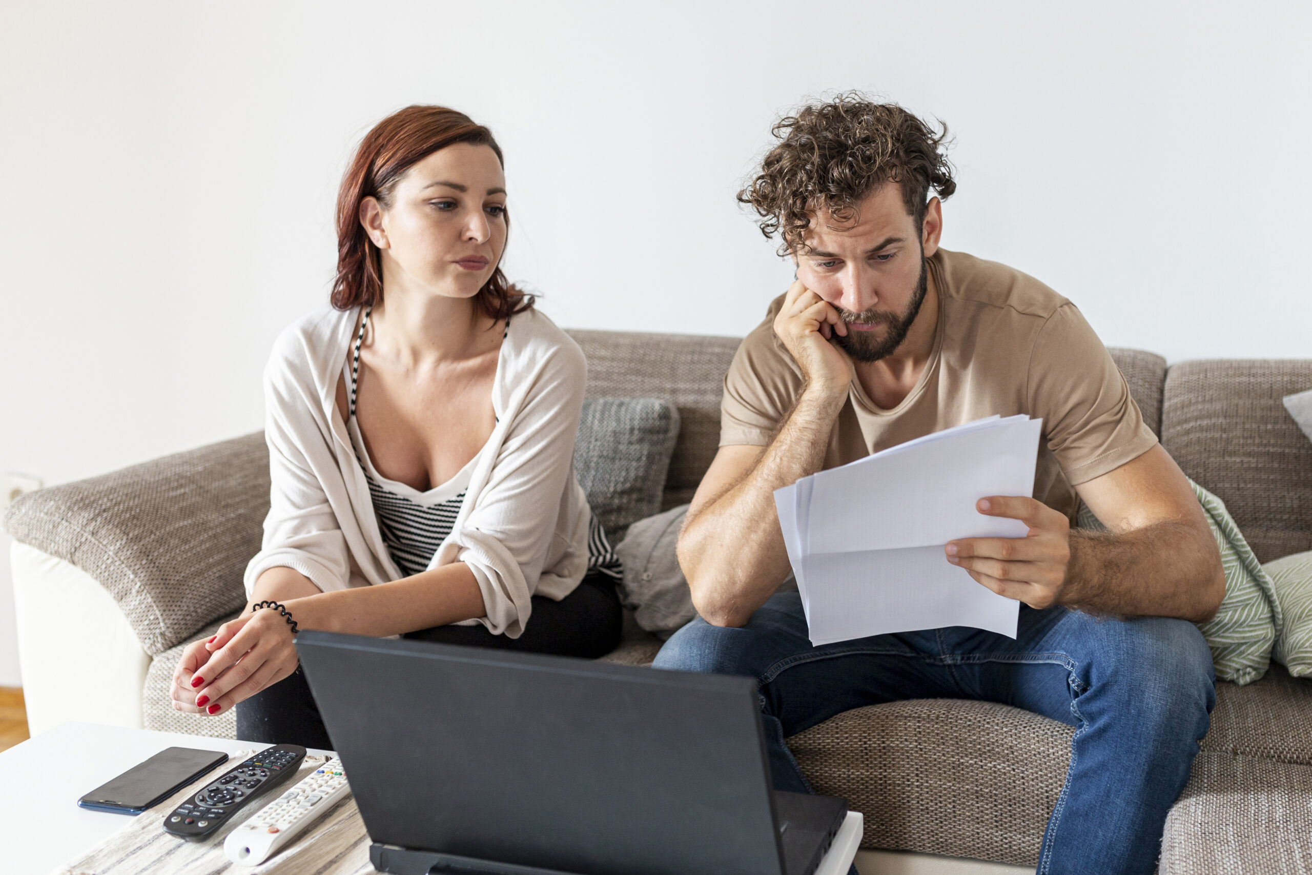 medium shot couple thinking about something